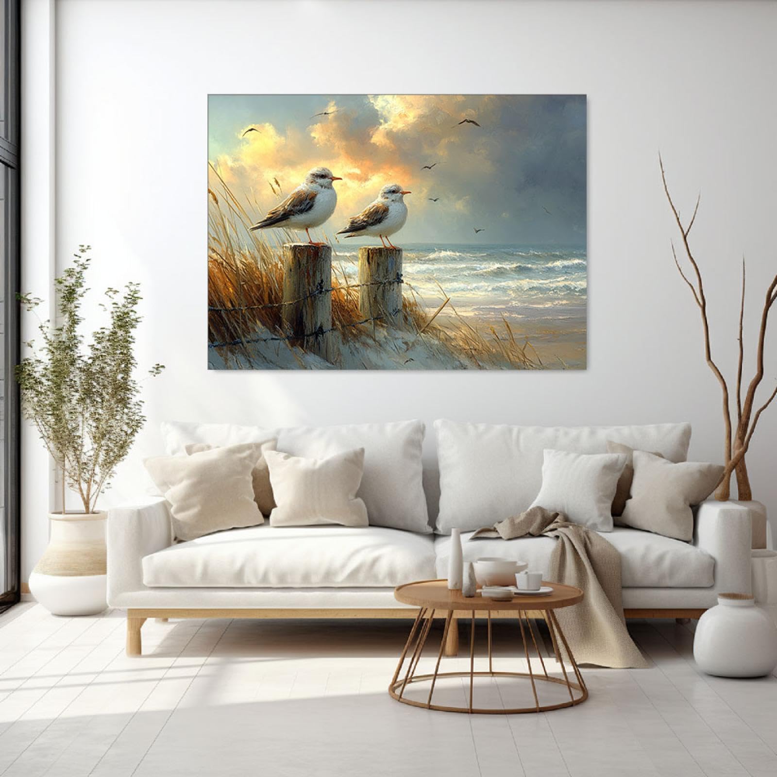 Amazon.co.jp: SHYAMIC 海絵 アート海 自然風景, 片足の鳥 海絵 アート